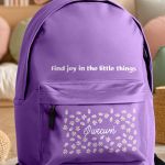 Τσάντα Σχολική για Δημοτικό & Γυμνάσιο, Μωβ με Μαργαρίτες