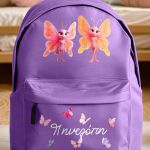 Σχολική Τσάντα για Κορίτσια Δημοτικού, Μωβ με Πεταλούδες