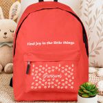 Τσάντα Σχολική για Δημοτικό & Γυμνάσιο, Κόκκινη με Μαργαρίτες