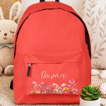 Σχολική Τσάντα για Γυμνάσιο & Λύκειο, Κόκκινη με Λουλούδια