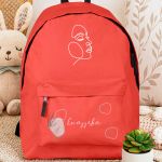 Τσάντα Σχολική Κόκκινη για Κορίτσια με Όνομα & Σχέδιο Πρόσωπο