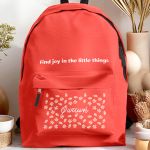 Τσάντα Σχολική για Δημοτικό & Γυμνάσιο, Κόκκινη με Μαργαρίτες