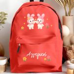 Σχολική Τσάντα για Κορίτσια Δημοτικού, Κόκκινη με Λαγουδάκια