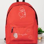 Τσάντα Σχολική Κόκκινη για Κορίτσια με Όνομα & Σχέδιο Πρόσωπο