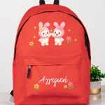 Σχολική Τσάντα για Κορίτσια Δημοτικού, Κόκκινη με Λαγουδάκια