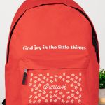 Τσάντα Σχολική για Δημοτικό & Γυμνάσιο, Κόκκινη με Μαργαρίτες