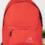 Τσάντα Σχολική Κόκκινη για Κορίτσια με Όνομα & Σχέδιο Μονόγραμμα