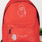 Τσάντα Σχολική Κόκκινη για Κορίτσια με Όνομα & Σχέδιο Πρόσωπο