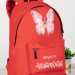 Τσάντα Σχολική για Δημοτικό & Γυμνάσιο, Κόκκινη με Πεταλούδα