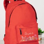 Σχολική Τσάντα για Γυμνάσιο & Λύκειο, Κόκκινη με Λουλούδια