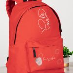 Τσάντα Σχολική Κόκκινη για Κορίτσια με Όνομα & Σχέδιο Πρόσωπο