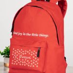 Τσάντα Σχολική για Δημοτικό & Γυμνάσιο, Κόκκινη με Μαργαρίτες