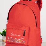 Σχολική Τσάντα για Γυμνάσιο & Λύκειο, Κόκκινη με Λουλούδια