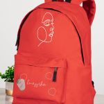 Τσάντα Σχολική Κόκκινη για Κορίτσια με Όνομα & Σχέδιο Πρόσωπο