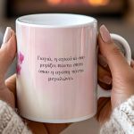 Κούπα με Λουλούδια & Αφιέρωση, Ιδανικό Δώρο για τη Γιαγιά