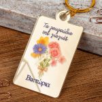 Μπρελόκ Golden Mirror με Όνομα & Λουλούδια, Δώρο για τη Γιαγιά