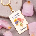 Μπρελόκ Golden Mirror με Όνομα & Λουλούδια, Δώρο για τη Γιαγιά